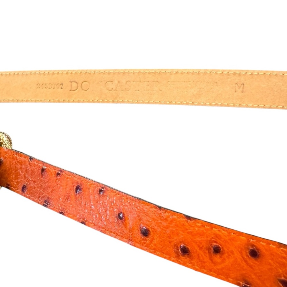 Vtg Doncaster‎ Gold Statement Belt M Ostrich Leather Made in Italy - Picture 6 of 12